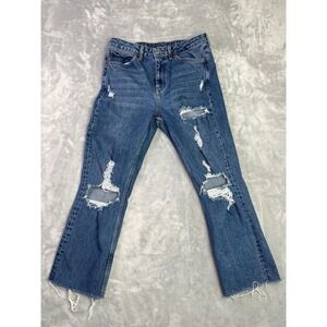 Topshop Moto Dree Cropped Kick Flare Jeans Women's Size 30w30L Distressed
